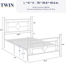 Allewie Twin Size Metal Platform Bed Frame, White! (NEW IN BOX)