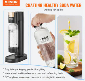 VEVOR Sparkling Water Maker, Soda Maker Machine for Home Carbonating Seltzer Water with BPA-free 1L PET Bottle, 1 CO2 Cylinder!! LIGHTLY USED(ONE HAS ONE BOTTLE)!!