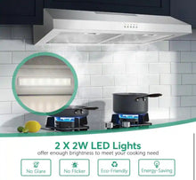 Velivi 30 in. 600 CFM Convertible Ductless Under Cabinet Range Hood With 3 Speed Exhaust Fan and 2 LED Lights, Stainless Steel! (NEW IN BOX)