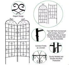 7.2 ft. Black Outdoor Metal Rustproof Garden Trellis, (2-Pack)! (NEW IN BOX)