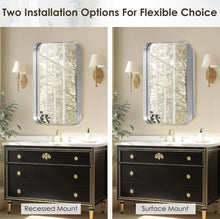 SDHYL Silver Medicine Cabinet Mirror with 2 Storage Shelves, 24”x16” Recessed Medicine Cabinet with Mirror for Bathroom, Wall Mounted Deep Metal Framed Rounded Corner Rectangle - WE DO NOT SHIP!!