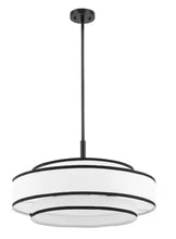 24 in. 5-Light Black Double Shaded Drum Chandelier with White Fabric Shade! (NEW IN BOX)