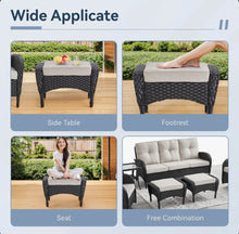 Valierius Versatile Outdoor Wicker Ottomans With Soft Cushions - Durable & Weather-Resistant For Patios, Gardens & Poolside Relaxation (Set of 2)