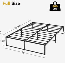 Full Size Bed Frame, 14 inch Metal with 3 in 1 Sturdy Steel Support, No Box Spring Needed, Black Frame! (NEW IN BOX)