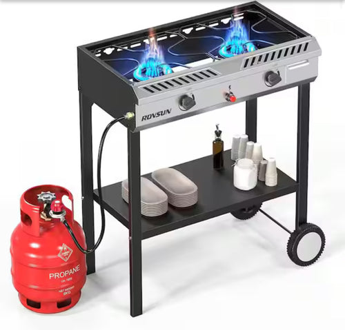 Karl Home 2 Burner 150,000 BTU Gas Propane Stove with Wheels!! NEW IN BOX!!