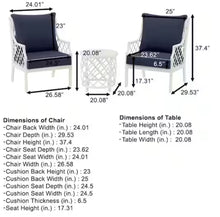 Shelbourne 3-Piece Aluminum Patio Conversation Set with CushionGuard Plus Midnight Blue Cushions! (NEW - ASSEMBLED IN BOX)