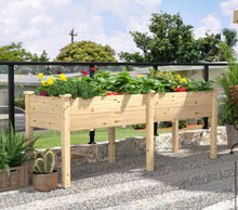 72 in. L x 23 in. W x 30 in. H Wood Raised Garden Bed Elevated Planter Box with 2-Planting Areas, Wood Color! (NEW IN BOX)