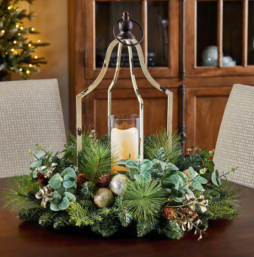 Holiday Artificial Centerpiece with LED Candle!

-Brand new