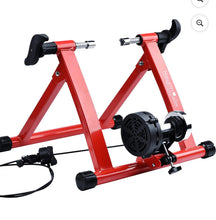 Bike Trainer Stand, Heavy Duty Stable Riding Stand Supports 350lbs Indoor Bicycle Trainer with Quick Release Wheel Block & 8 Level Resistance (RED)- new in box