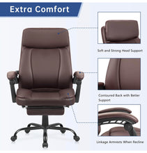 Furmax High Back Executive Office Chair PU Leather Reclining Office Chair Ergonomic Desk Chair with Footrest, Adjustable Back and Lumbar Support, Swivel Computer Chair with Padded Arms (Brown)**New and assembled**