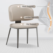 Leather Dining Chairs Set of 2 Upholstered Kitchen Chair with Curved Back & Sturdy Metal Base, Mid Century Modern Chair for Dining Table Kitchen Restaurant (Light Grey-2)- WE DO NOT SHIP!!