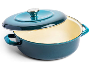 Merten & Storck German Enameled Iron, Round 4QT Casserole Braiser with Lid, Aegean Teal! (NEW IN BOX)

-Brand new in the box