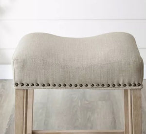 Roundhill Furniture CoCo Upholstered Backless Saddle Seat Counter Stools 24 height, Tan, Set of 4! (BRAND NEW)