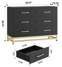 Dresser for Bedroom with 6 Drawer Double Dressers, Modern Wooden Dresser Chest, Black! (NEW IN BOX)