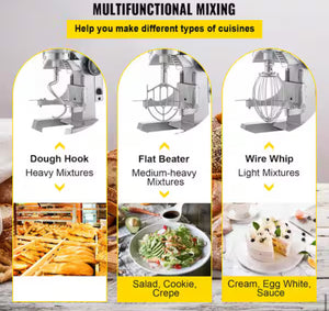Commercial Stand Mixer 15 qt. Dough Mixer Heavy Duty Silver Electric Food Mixer with 3-Speeds Adjustable 500 W! (NEW - MINOR DAMAGE FROM SHIPPING!)