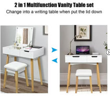 Costway Vanity Makeup Table Cushioned Stool Set W/Flip Top Mirror &1 Drawer Writing Desk! (NEW IN BOX)
