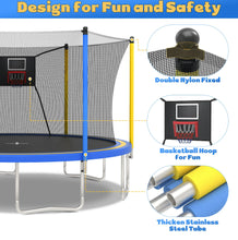 14ft Trampoline with Basketball Hoop, SEGMART Upgraded Round Kids Outdoor Trampoline with Enclosure, Heavy-Duty Backyard Trampoline for Adults and Kids, Blue/Yellow!! NEW IN BOX(ALL PARTS WERE COUNTED BY US IN STORE)!!