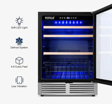 Tittla 24 in. Single Zone 150-Can Beverage Refrigerator in Silver with 2-Different Door Handles Built-in Beverage Cooler!! BRAND NEW(MINOR CRACK INSIDE)!!