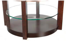 Benton 35 in. Espresso/Clear Round Glass Top Coffee Table with Casters! (NEW IN BOX)