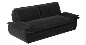 3-in-1 Convertible Black 73.2 in. Soft Velvet Queen Size Sofa Bed with 2-Soft Pillows! (NEW & ASSEMBLED)