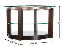 Benton 35 in. Espresso/Clear Round Glass Top Coffee Table with Casters! (NEW IN BOX)