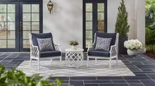 Shelbourne 3-Piece Aluminum Patio Conversation Set with CushionGuard Plus Midnight Blue Cushions! (NEW - ASSEMBLED IN BOX)
