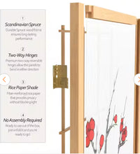 7 ft tall cherry blossom shoji screen- new - minor shipping nicks and scratches possible