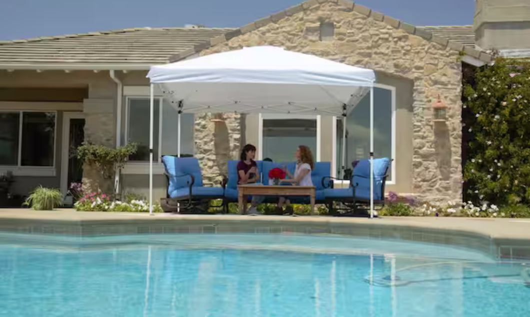 Everbilt 10 ft. x 10 ft. White Commercial Instant Canopy-Pop Up Tent (BRAND NEW) With  1 removable wall panel included
