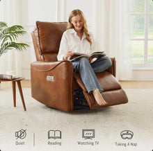 Ivy Bronx 32.3" Wide Power Recliner PU Leather 270° Swivel and Rocker Recliner with USB Port