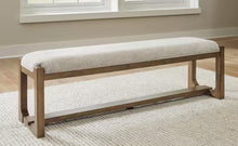 Cabalynn Casual Beige / Light Brown Polyester 64 in. Trestle Base Bench without Back Seats 3! (NEW & ASSEMBLED)