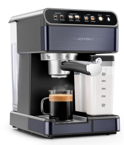 Chefman 20-Bar, 2-Cup Black Stainless Espresso Machine- like new- no manual or box
