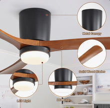 Nicola 42" Minimalist 3-Solid Wood Blade Flush Mount Ceiling Fan With Light Remote Control And Timing Function - WE DO NOT SHIP!!