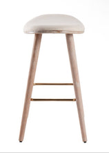 LumiSource Set of 2 26" Saddle Counter Height Barstools with Faux Leather Cream/Gold