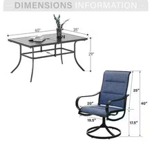 Black 5-Piece Metal Patio Outdoor Dining Set with Rectangle Table, Padded Textilene Swivel Chairs! (BRAND NEW IN 3 BOX’S! - 5PC SET ONLY - 4CHAIRS - 1TABLE)