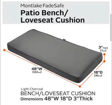 Montlake FadeSafe Light Charcoal 48 in. x 18 in. Outdoor Bench Cushion! (NEW IN BOX)