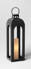 29.4"x9" Pillar Cast Aluminum Outdoor Lantern Candle Holder Black - Threshold - WE DO NOT SHIP!!