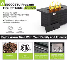eVita 43 in. 50000BTU Propane Fire Pit Table Modern Outdoor Gas Fire Table with Fire Rocks!! NEW IN BOX!!