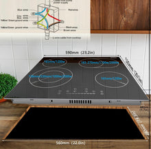 Karinear 4 Burners Electric Cooktop 24 Inch, 220-240v Built-in Electric Ceramic Cooktop with Glass Protection Metal Frame, Expandable Burners, Slider-Touch Control, Multi-function Elecric Stovetop!