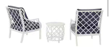 Shelbourne 3-Piece Aluminum Patio Conversation Set with CushionGuard Plus Midnight Blue Cushions! (NEW - ASSEMBLED IN BOX)