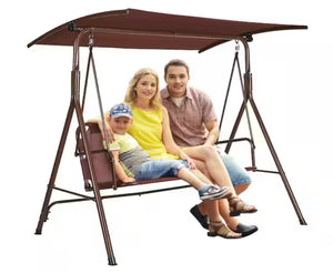 Vevor 3-Person Patio Swing Chair Outdoor Patio Swing with Adjustable Canopy Porch Swing! (NEW & ASSEMBLED!)