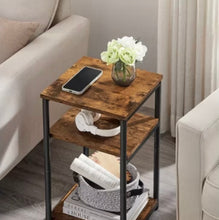 VASAGLE Side Table, Small End Table, Tall Nightstand for Living Room, Bedroom, Office, Bathroom, Rustic Brown and Classic Black, Set of 2! (NEW IN BOXES)