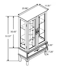 Timothy White Wood 51.6 in. Curio Display Cabinet with 2 Doors and Adjustable Glass Shelves! (NEW IN BOX)