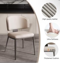 Leather Dining Chairs Set of 2 Upholstered Kitchen Chair with Curved Back & Sturdy Metal Base, Mid Century Modern Chair for Dining Table Kitchen Restaurant (Light Grey-2)- WE DO NOT SHIP!!
