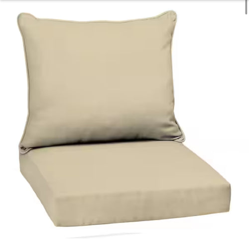 Arden Selections 22 in. x 24 in. 2-Piece Deep Seating Outdoor Lounge Chair Cushion in Tan Leala!! NEW IN BOXES(2)!!