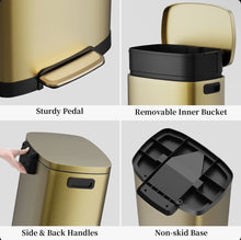 Kitchen Step Trash Can With Lid, 13 Gallon / 50 Liter Stainless Steel Garbage Bin With Removable Inner Bucket, Anti-fingerprint, Waterproof, And Silent Close, Trash Bin For Kitchen, Bedroom, Living Room And Office - WE DO NOT SHIP!!