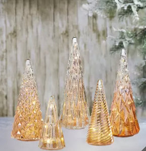 Set of 5 Glass Trees with LED Lights in Gold!

-Brand new in the box