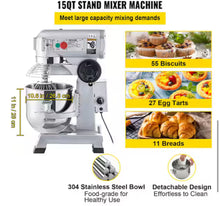 Commercial Stand Mixer 15 qt. Dough Mixer Heavy Duty Silver Electric Food Mixer with 3-Speeds Adjustable 500 W! (NEW - MINOR DAMAGE FROM SHIPPING!)