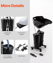 Skyshalo Portable Shampoo Bowl, Shampoo Sink for Washing Hair Electric Pump, Includes 2 Buckets 2 Showerheads, Black