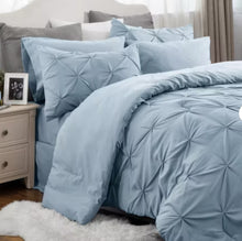 Bedsure Bed in a Bag Comforter Set with Sheets, 7pcs Solid Diamond Pintuck All-Season Bedding, Soft Light Blue King Bedding Set! (NEW IN BOX)