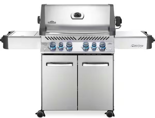 (NATURAL GAS!!) - Napoleon Prestige 500 4-Burner Natural Gas Grill in Stainless Steel with Infrared Side and Rear Burners and Rotisserie Kit! (NEW IN BOX)